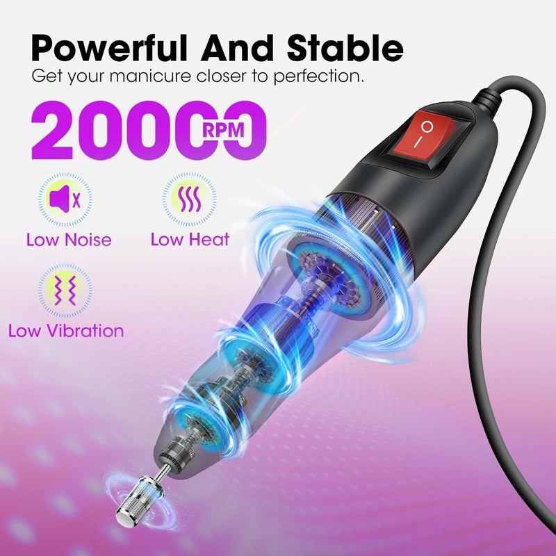 LAVAED Nail Drill Professional E Filer for Nails Electric Nail File, Nail Filer Electric Drill Nail Kit with 156pcs Sanding Bands and Nail Drill Bits for Acrylic Nail Gel Nail Manicure Pedicure - Image 3